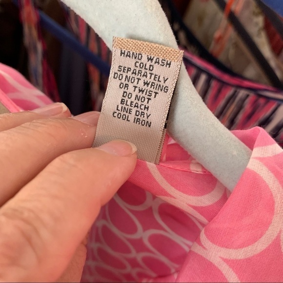 i.e. feminine y2k pink silk blouse with ruffle scoop neckline and bell sleeves L - Picture 9 of 9